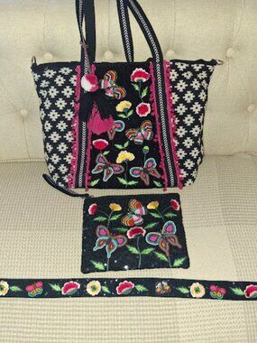 America & Beyond Embellished Tote Bag with Accessories Brand New with Tags
